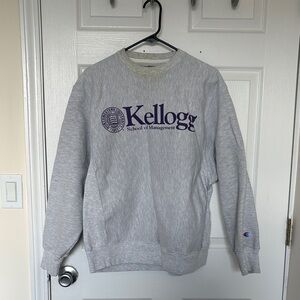 Champion Gray Crewneck Sweater with Northwestern Kellogg graphic